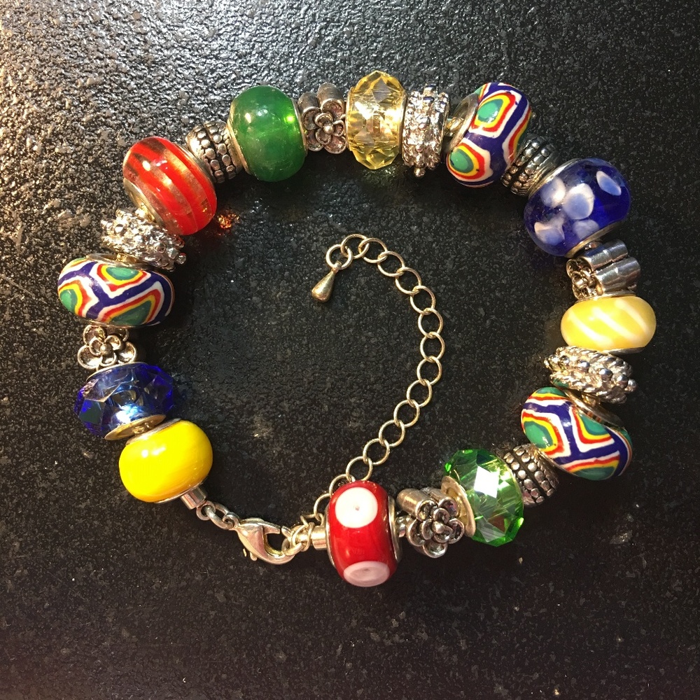 8" Bright Colorful European Bracelet!